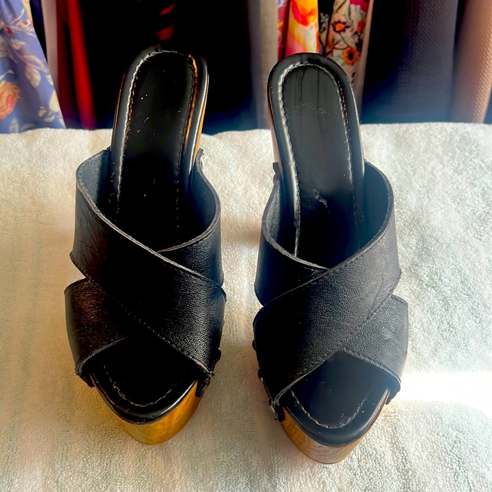 Beautiful black 5 inches wooden heels